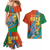Indian Cricket Men in Blue The Champion 2025 Couples Matching Mermaid Dress and Hawaiian Shirt