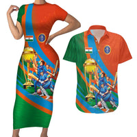 Indian Cricket Men in Blue The Champion 2025 Couples Matching Short Sleeve Bodycon Dress and Hawaiian Shirt