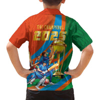 Indian Cricket Men in Blue The Champion 2025 Family Matching Off The Shoulder Long Sleeve Dress and Hawaiian Shirt