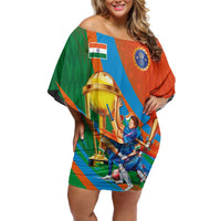 Indian Cricket Men in Blue The Champion 2025 Off Shoulder Short Dress