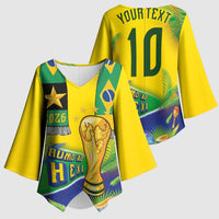 Brasil Football Custom Kimono Sleeve Blouse Rumo ao Hexa 2026