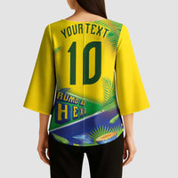 Brasil Football Custom Kimono Sleeve Blouse Rumo ao Hexa 2026