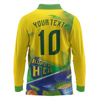 Brasil Football Custom Long Sleeve Polo Shirt Rumo ao Hexa 2026