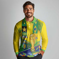 Brasil Football Custom Long Sleeve Polo Shirt Rumo ao Hexa 2026