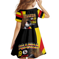 Uganda Independence Day with Crowned Cranes Kid Short Sleeve Dress - Wonder Print Shop