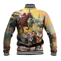 Kentucky Horses Racing Watercolor Baseball Jacket - Wonder Print Shop