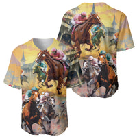 Kentucky Horses Racing Watercolor Baseball Jersey - Wonder Print Shop