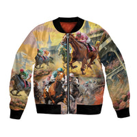 Kentucky Horses Racing Watercolor Bomber Jacket - Wonder Print Shop