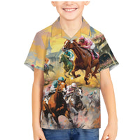 Kentucky Horses Racing Watercolor Family Matching Mermaid Dress and Hawaiian Shirt - Wonder Print Shop