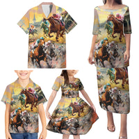 Kentucky Horses Racing Watercolor Family Matching Puletasi and Hawaiian Shirt - Wonder Print Shop