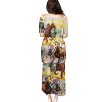 Kentucky Horses Racing Watercolor Family Matching Puletasi and Hawaiian Shirt - Wonder Print Shop