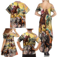 Kentucky Horses Racing Watercolor Family Matching Summer Maxi Dress and Hawaiian Shirt - Wonder Print Shop