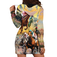 Kentucky Horses Racing Watercolor Hoodie Dress - Wonder Print Shop