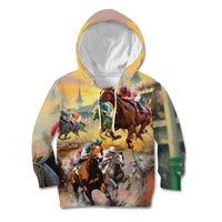 Kentucky Horses Racing Watercolor Kid Hoodie - Wonder Print Shop
