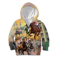 Kentucky Horses Racing Watercolor Kid Hoodie - Wonder Print Shop