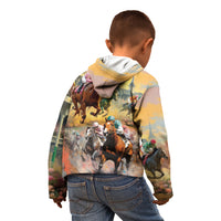 Kentucky Horses Racing Watercolor Kid Hoodie - Wonder Print Shop