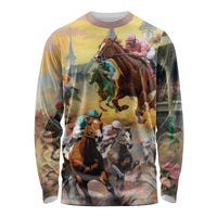 Kentucky Horses Racing Watercolor Long Sleeve Shirt - Wonder Print Shop