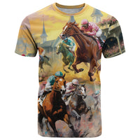 Kentucky Horses Racing Watercolor T Shirt - Wonder Print Shop