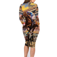 Kentucky Hosts Horse Races Watercolor Family Matching Long Sleeve Bodycon Dress and Hawaiian Shirt - Wonder Print Shop