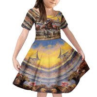 Kentucky Hosts Horse Races Watercolor Family Matching Off The Shoulder Long Sleeve Dress and Hawaiian Shirt - Wonder Print Shop