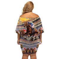 Kentucky Hosts Horse Races Watercolor Family Matching Off Shoulder Short Dress and Hawaiian Shirt - Wonder Print Shop
