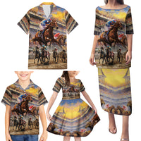 Kentucky Hosts Horse Races Watercolor Family Matching Puletasi and Hawaiian Shirt - Wonder Print Shop