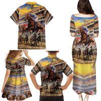 Kentucky Hosts Horse Races Watercolor Family Matching Puletasi and Hawaiian Shirt - Wonder Print Shop