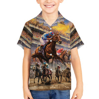 Kentucky Hosts Horse Races Watercolor Family Matching Short Sleeve Bodycon Dress and Hawaiian Shirt - Wonder Print Shop