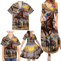 Kentucky Hosts Horse Races Watercolor Family Matching Summer Maxi Dress and Hawaiian Shirt - Wonder Print Shop