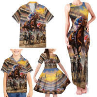 Kentucky Hosts Horse Races Watercolor Family Matching Tank Maxi Dress and Hawaiian Shirt - Wonder Print Shop
