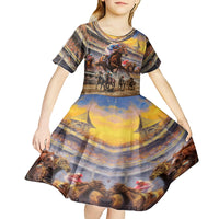Kentucky Hosts Horse Races Watercolor Kid Short Sleeve Dress - Wonder Print Shop