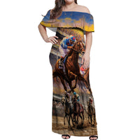 Kentucky Hosts Horse Races Watercolor Off Shoulder Maxi Dress - Wonder Print Shop