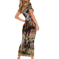 Kentucky Hosts Horse Races Watercolor Short Sleeve Bodycon Dress - Wonder Print Shop