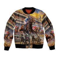 Kentucky Hosts Horse Races Watercolor Sleeve Zip Bomber Jacket - Wonder Print Shop
