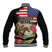 Kentucky Horseshoe Racing Rose Baseball Jacket Grunge American Flag Vintage Style - Wonder Print Shop