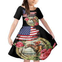 Kentucky Horseshoe Racing Rose Family Matching Mermaid Dress and Hawaiian Shirt Grunge American Flag Vintage Style - Wonder Print Shop