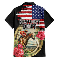 Kentucky Horseshoe Racing Rose Family Matching Off The Shoulder Long Sleeve Dress and Hawaiian Shirt Grunge American Flag Vintage Style - Wonder Print Shop