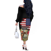 Kentucky Horseshoe Racing Rose Off The Shoulder Long Sleeve Dress Grunge American Flag Vintage Style - Wonder Print Shop