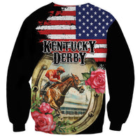 Kentucky Horseshoe Racing Rose Sweatshirt Grunge American Flag Vintage Style - Wonder Print Shop