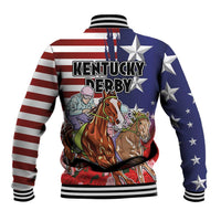 Kentucky Horses Racing Baseball Jacket Roses Road with US Flag Style