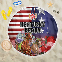 Kentucky Horses Racing Beach Blanket Roses Road with US Flag Style