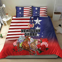 Kentucky Horses Racing Bedding Set Roses Road with US Flag Style