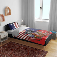 Kentucky Horses Racing Bedding Set Roses Road with US Flag Style