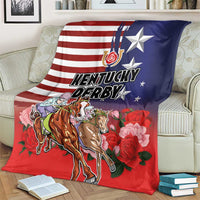Kentucky Horses Racing Blanket Roses Road with US Flag Style
