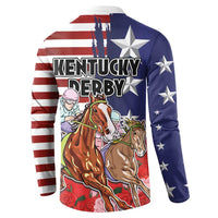 Kentucky Horses Racing Button Sweatshirt Roses Road with US Flag Style