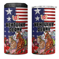 Kentucky Horses Racing 4 in 1 Can Cooler Tumbler Roses Road with US Flag Style