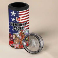 Kentucky Horses Racing 4 in 1 Can Cooler Tumbler Roses Road with US Flag Style