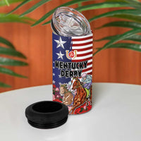 Kentucky Horses Racing 4 in 1 Can Cooler Tumbler Roses Road with US Flag Style