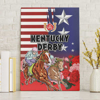 Kentucky Horses Racing Canvas Wall Art Roses Road with US Flag Style