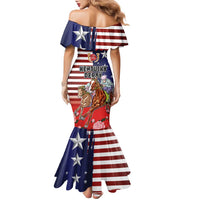 Kentucky Horses Racing Family Matching Mermaid Dress and Hawaiian Shirt Roses Road with US Flag Style